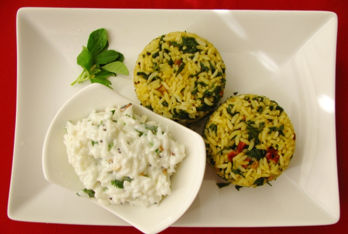 Fenugreek rice served with curd rice